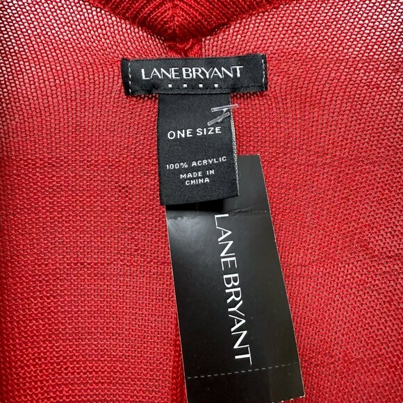 Lane Bryant Sweater Shawl Red Cape One Size Holiday Christmas Cardigan Top - Picture 6 of 12